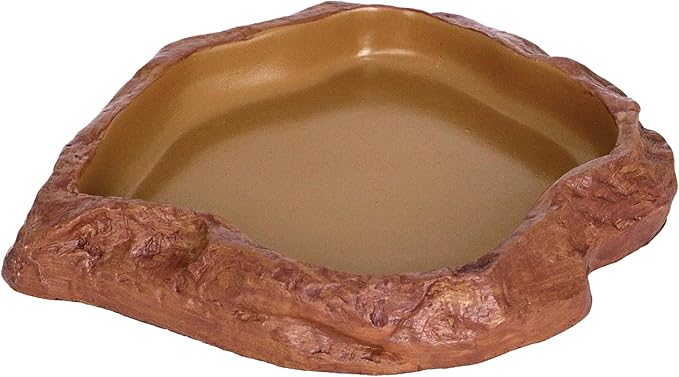 Rock Water/Food Dish for Reptiles – Amphibians and Other Little Critters Water/Food Bowl, Made from Premium Non-Toxic Resin – Large Size