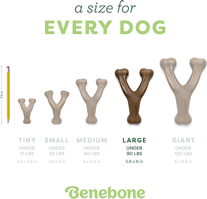 Benebone Wishbone Durable Dog Chew Toy for Aggressive Chewers, Made in USA, Large, Real Bacon Flavor