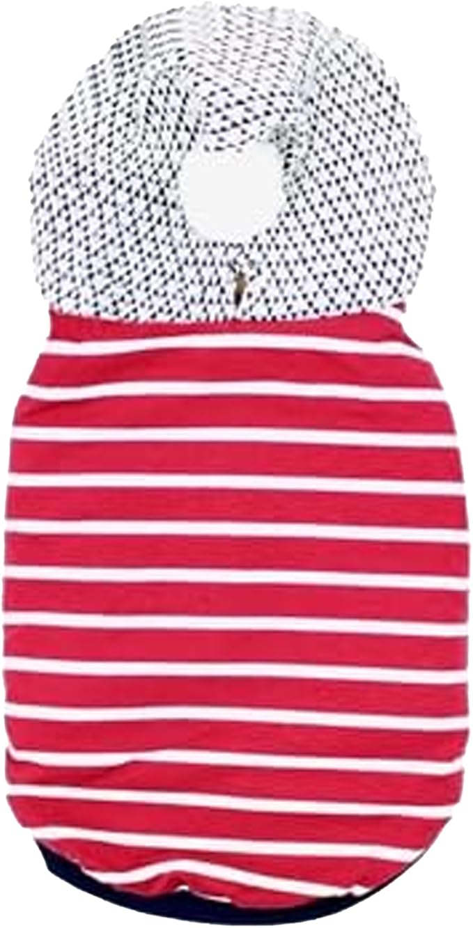 Parisian Pet Basic Hoodie - Lightweight Red Striped Pom Pom Sweatshirt for Dogs - Pullover With Leash Hole and Pockets - Clothes for Large Dogs - XL