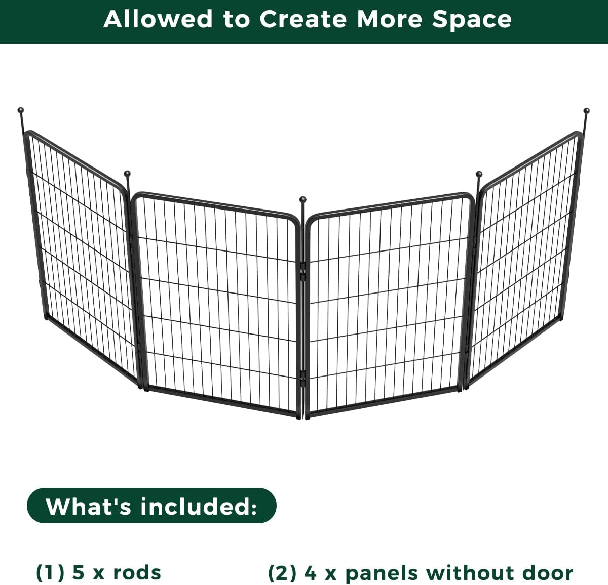 FXW Rollick Unleashed Dog Playpen for Indoor, Yard, RV Camping, 40 inch 4 Panels for Medium and Large Dogs, Black│Patented