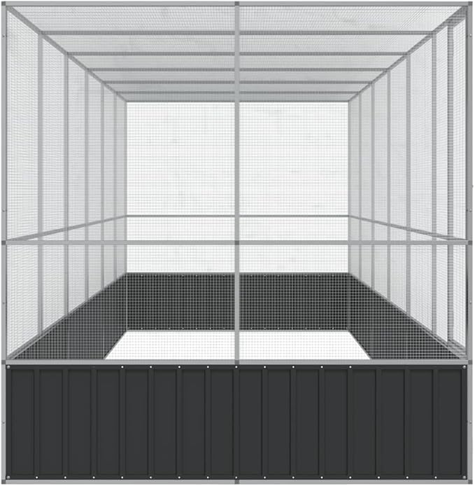 Galvanized Steel Large Flight King Bird Cage with Extension, Steel Outdoor Aviary, Outdoor Indoor Large Bird Cage Aviary Pet House for Cockatiels African Parakeets, 246.1"x81.5"x83.5",-311