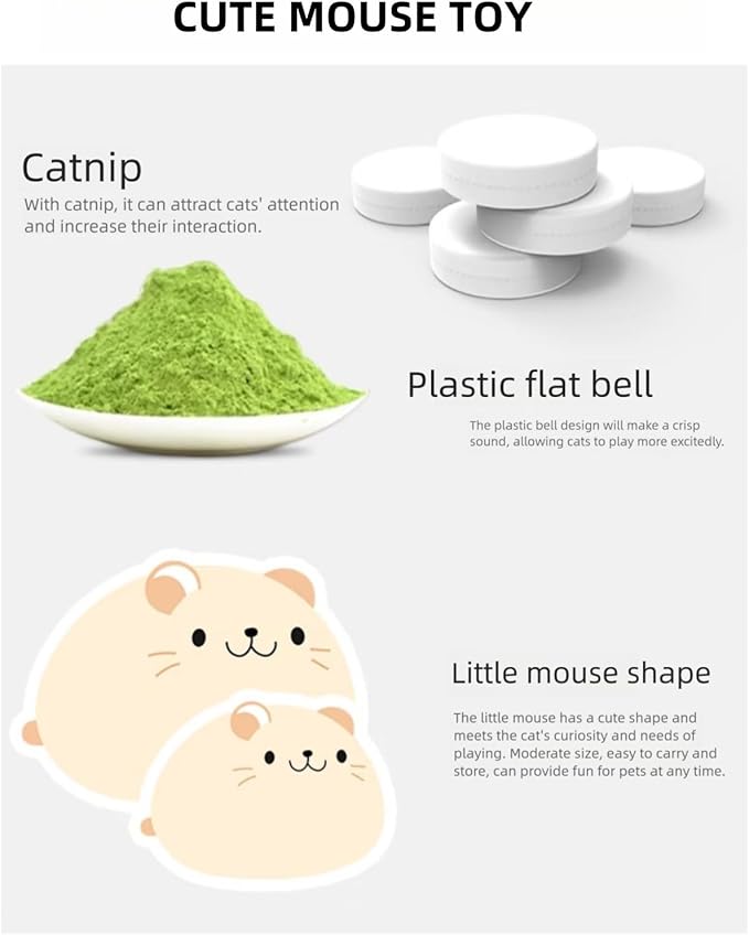 Plush Catnip Mice Toys with Crinkle Sound - 2 Pcs Interactive Cat Toys for Indoor Cats, Durable Stress Relief Eco-Friendly Small Mouse Chew Playthings（Camel+ Chestnut Color）