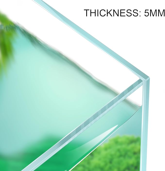 3.5 Gallon Rimless Aquarium, Ultra Clear Low Iron Nano Fish Tank for Betta Shrimp, L15×W5.5×H9.8 Glass Thickness 5mm with EVA Foam Leveling Mat