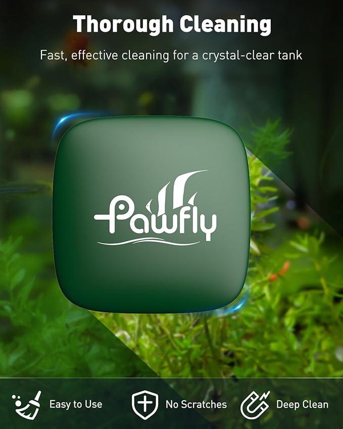 Pawfly Aquarium Magnet Glass Cleaner, Magnetic Fish Tank Cleaner, 1.5" Mini Algae Scrubber for Glass Aquariums, Strong Magnetic Brush Cleaning Tool for Glass Fish Tanks up to 10 Gallons