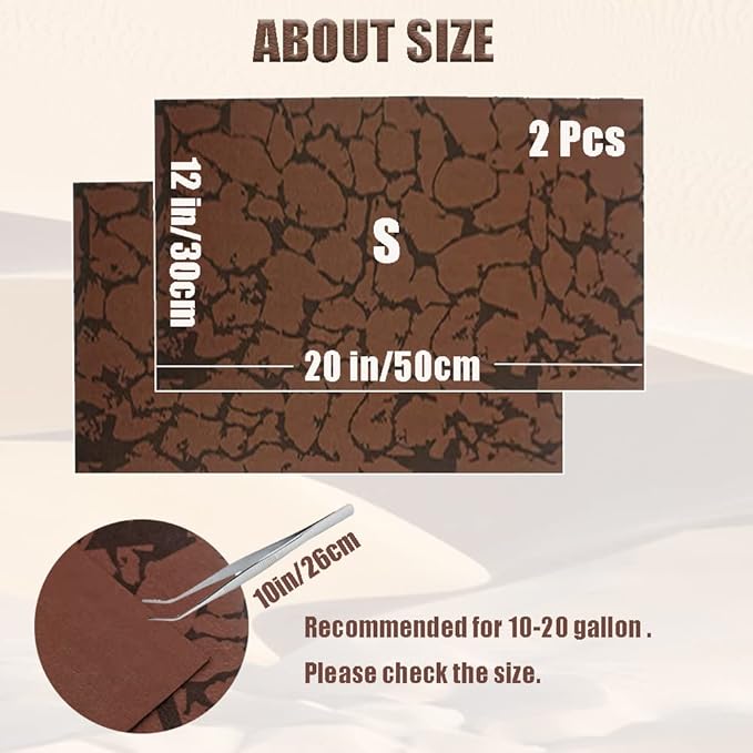 Tfwadmx Reptile Carpet Sand Mat for Bearded Dragon Terrarium Substrate Liner Brown Leopard Gecko Tank Accessories Lizard Bedding Mats for Tortoise Turtle Snake Chameleon with Tweezers 12x20In (2 Pcs)