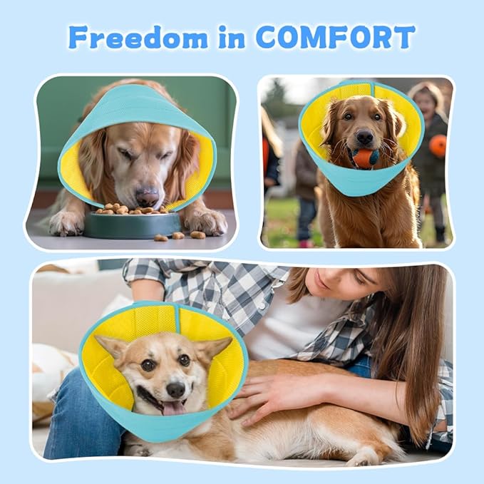 Soft Dog Cone Recovery Collars & Cones After Surgery for Medium Large Dogs, Comfy Ecollars to Stop Licking, Adjustable, Dog Ecollars for Recovery Plastic: Superior Support Fabric: Soft Comfort, XL