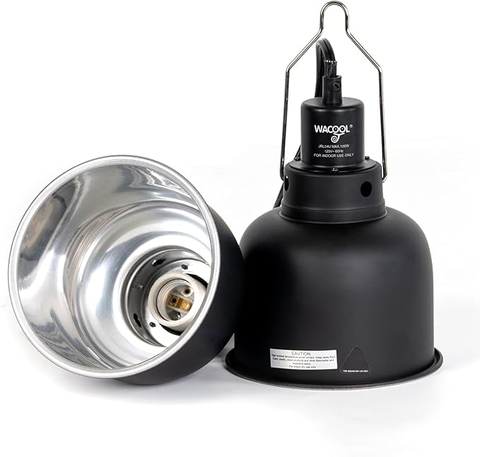 Reptile Light Fixture 2 Pack, 5.5 in Deep Dome Reptile Heat Lamp Fixture, Optical Reflection Terrarium Light Fixture for Reptile UVB UVA Heat Basking Bulbs