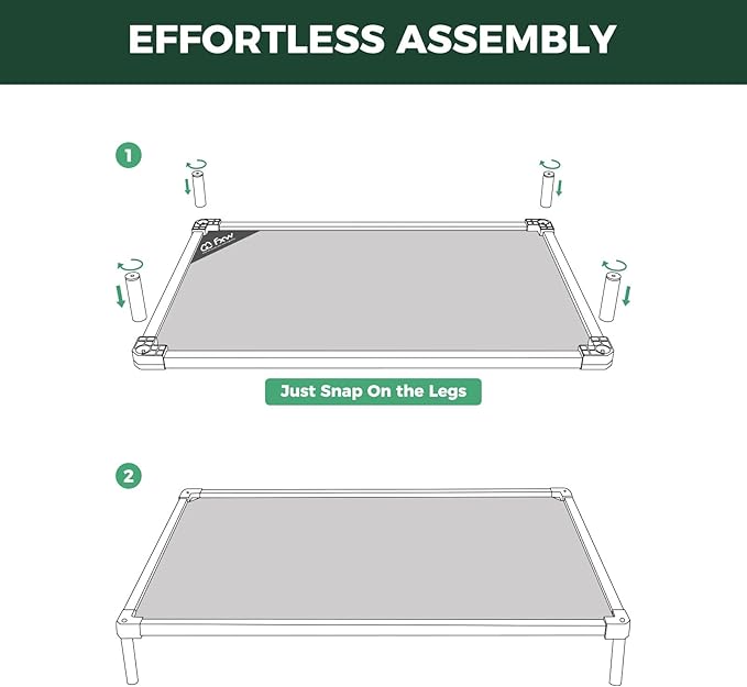 FXW TitanNest Chew-Proof Elevated Dog Bed, Raised Cot for Indoor/Outdoor/Camping Use, Durable & Waterproof Cooling Pet Bed for Medium Dogs, 42.0" L x 27.0" W x 5.0" H, Black