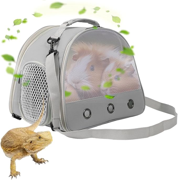 Ventilation Lizard Carrier for Bearded Dragon,Guinea Pig Carrier,Guinea Pig Carrier for 2,Reptile Travel Carrier for Lizards Sugar Glider Hedgehog Rat Parrot Birds,Airline Approved
