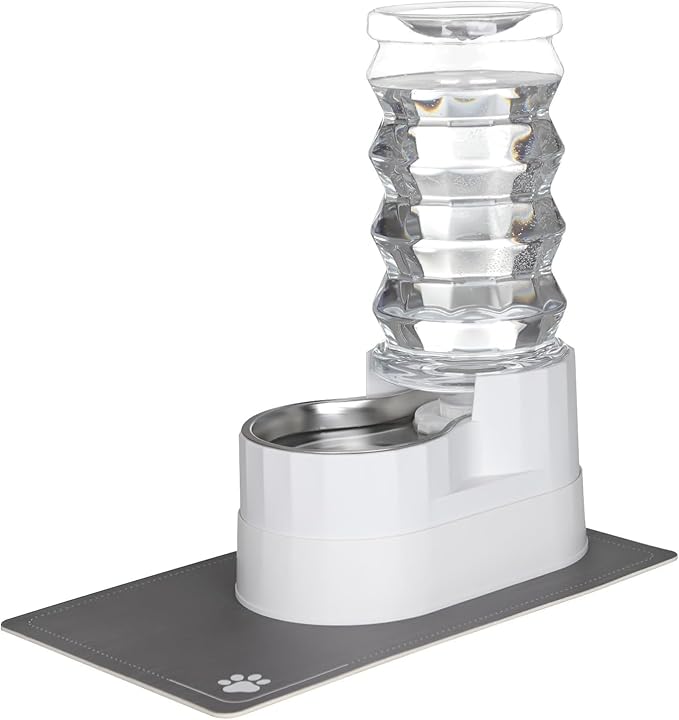 RIZZARI Large Water Dispenser for Dogs: 9L Automatic Stainless Steel Gravity Raised Pet Feeder for Senior Pet Dogs with Neck Pain Garage Living Room