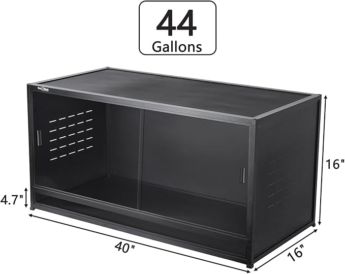 Stackable PVC Reptile Enclosures 44 Gallon ToxiRium Large Reptile 40''x16''x16 Space efficient Tank for Bearded Dragon Lizard Snake,Wide Breeding Vivarium with Sliding Glass Doors Lock-with spacers