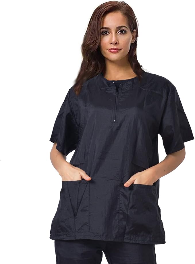 Gliitatu Dog Grooming Smock Barber Jackets for Women Men Professional Pet Groomer Smock Cosmetologist Barber Smock (M)