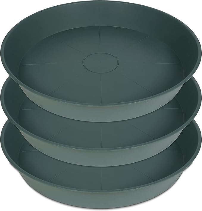 3 Pack of 20 22 inch Plant Saucer (19.2 Inch Base), 3.6" Depth Tray, Large Deep Garden Plastic Flower Planter Plant Trays for Indoors Outdoor Bath Bath (22", Green)