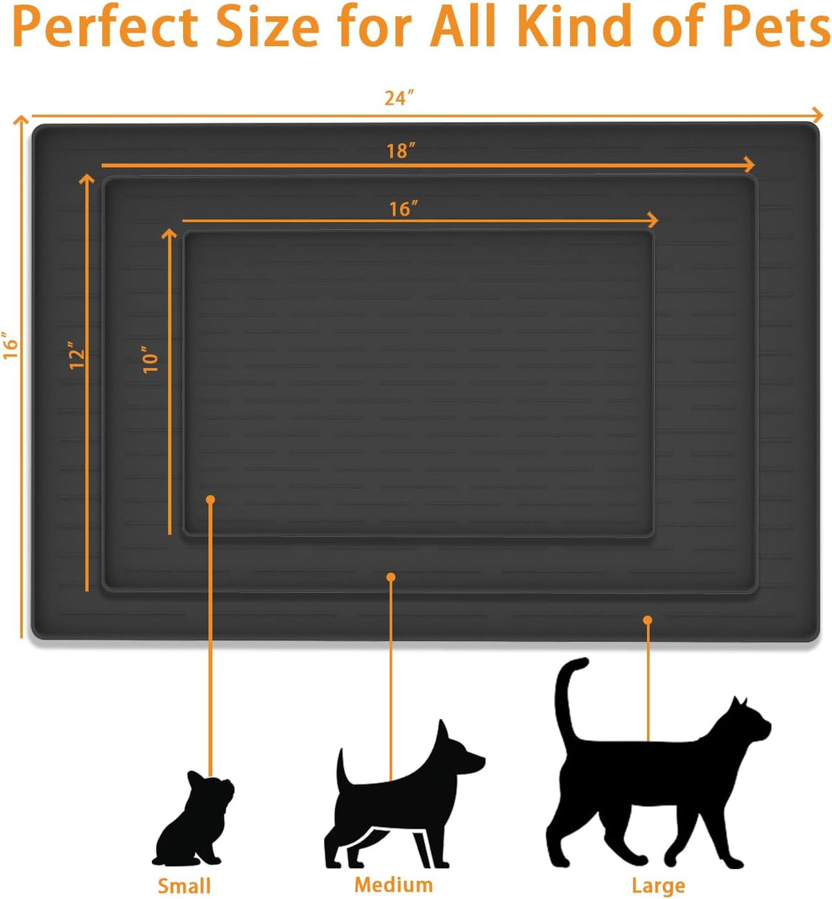 18" x 12" Dog Food Mat, Silicone Pet Mats for Food and Water, Nonslip Pet Feeding Mats for Floors, Dog Cat Bowl Mat with Raised Edges, Dark Green