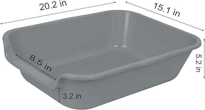 1 Pack of Extra Large Cat Litter Box (ABS Material), Low Entry Senior Litter Pen for Geriatric Kitty Big Cats, Jumbo Pet Safe Litter Boxes Tray for Indoor Pets Potty (Gray, 20" L x 15.5" W)