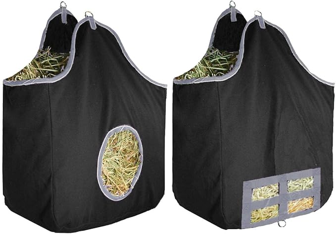 Derby Originals Large 24 OZ Canvas Horse Hay Bag 2 Sided Combo Design X Wide Gusset and 6 Month Warranty