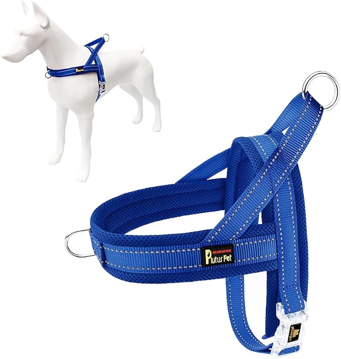 Plutus Pet No Pull Dog Harness with Breathable Mesh Padded, Adjustable Reflective Escape Proof Dog Harness, Quick Fit Dog Vest Harness for Small Medium Large Dogs(M, Navy Blue)