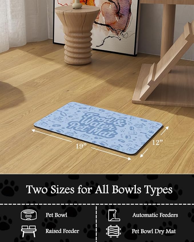 Pet Feeding Mat-Absorbent Dog Mat for Food and Water Bowl-No Stains Quick Dry Water Dispenser Mat-Dog Accessories Pet Supplies-Bowl for Messy Drinkers（Words,12"x19"