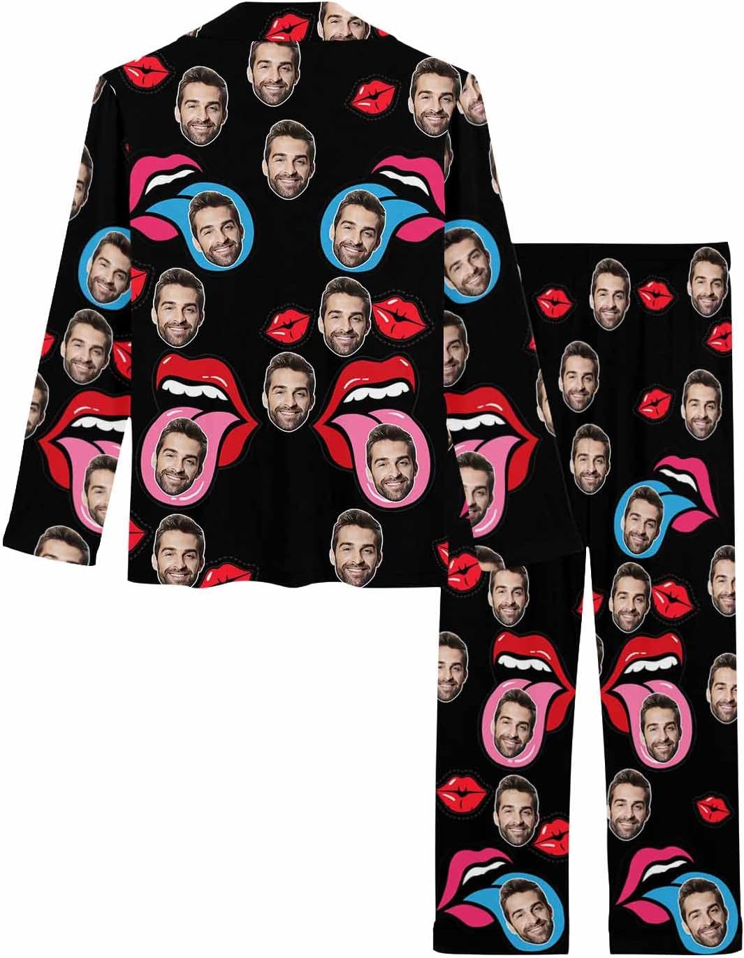MyPupSocks Custom Face Pajamas for Women Set, Personalized Photo Long Sleepwear XS-XXL