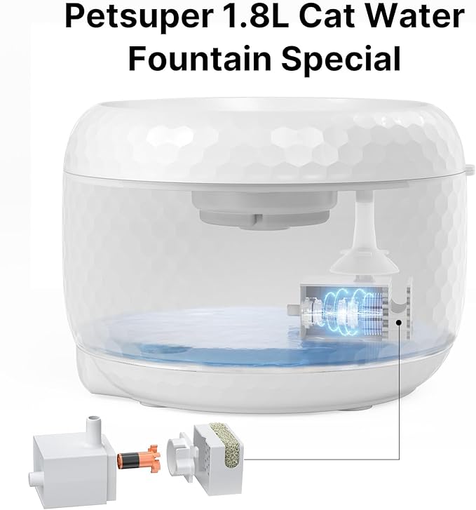 Replacement Pump for 1.8L/62oz PW01 Cat Water Fountain, Pet Water Fountain Cordless Pump with Ultra Quiet & Long Lifespan