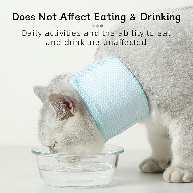 Cat Neck Brace Cover - Breathable & Adjustable Elizabethan Collar for Post-Surgery Recovery Anti-Scratch Anti-Lick Protection, Cervical Cone for Small Medium Large Dogs Puppies Kittens (X-Small,Blue)
