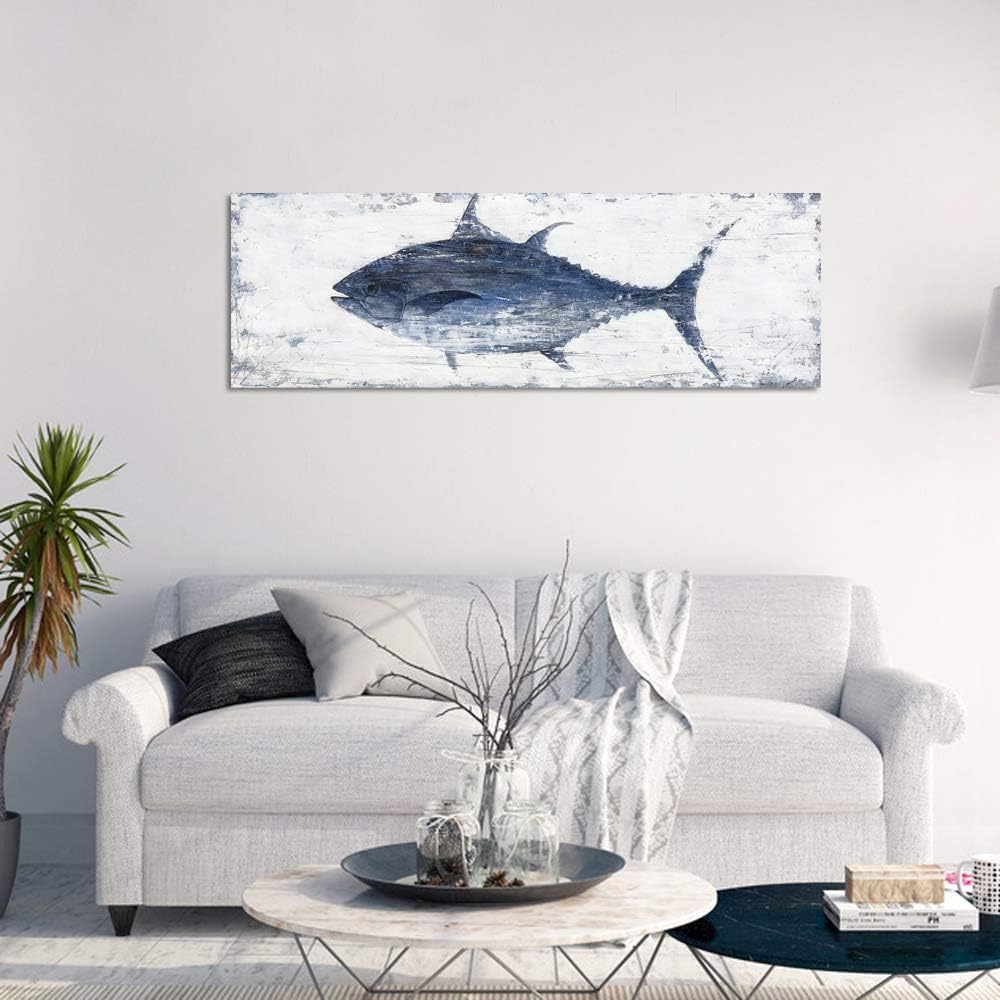 Yihui Arts Decor Abstract Fish Sealife Canvas Wall Art Prints Gallery Wrapped Ready to Hang for Coastal Bedroom Livingroom Office Wall Decoration