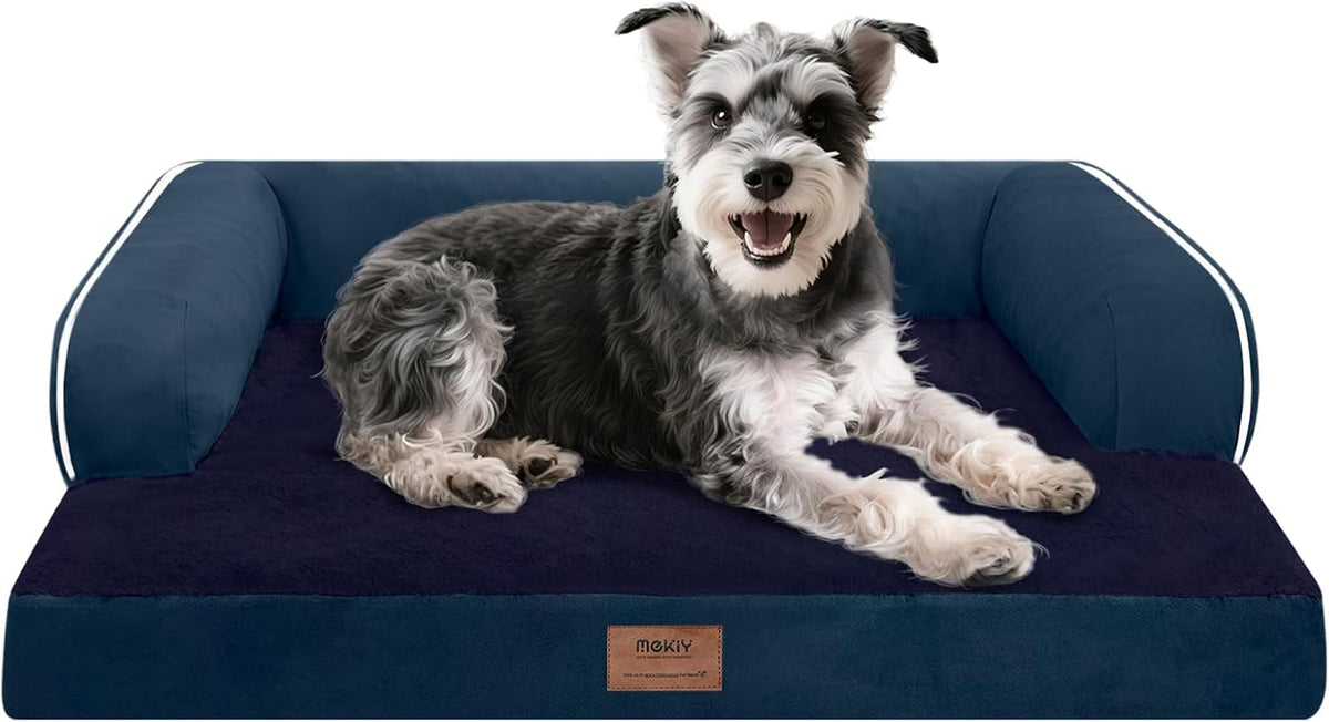 Small Dog Bed Waterproof Orthopedic Dog Beds for Medium Sized Dogs Comfy Pet Cat Bed with Sides, Washable Removable Cover