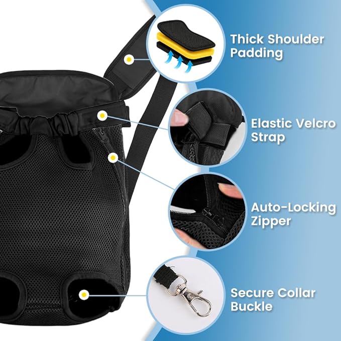 Dog Backpack Carrier, Adjustable Pet Front Carriers, Legs Out Carrying Sling Travel Bag for Small Medium Dogs 10-16 Lbs, Soft Wearable Puppy Chest Carry Backpacks for Walking/Hiking/Camping/Traveling