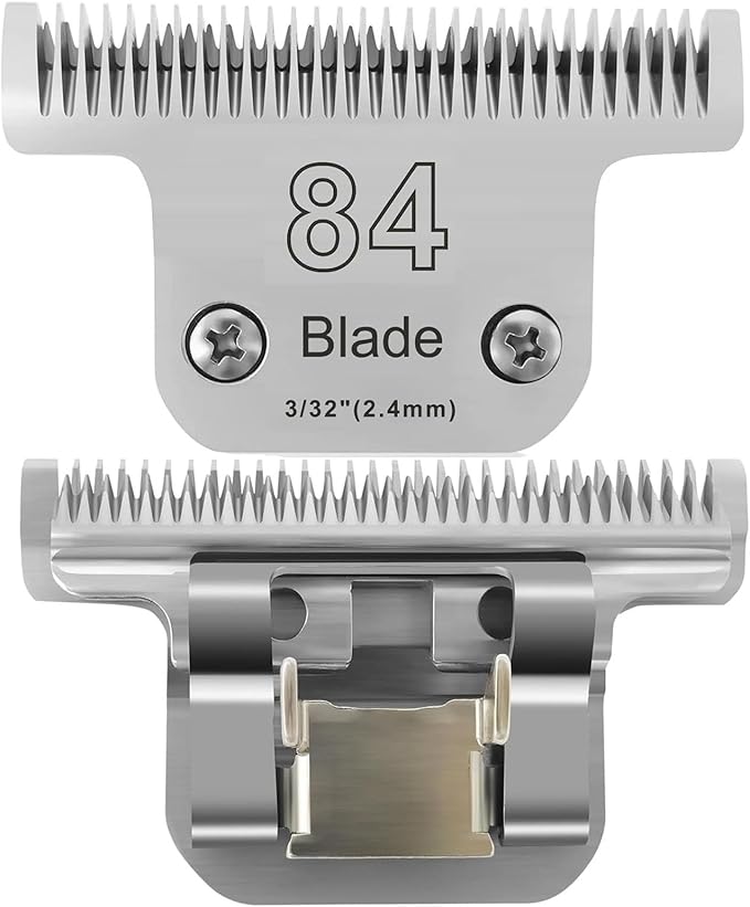 2PCS T84 Blade Dog Grooming Replacement Blades Compatible with Andis Dog Clippers,Dog Clipper Blades Compatible with Wahl KM-10 Series Clippers, Oster A5,Size-T-84 3/32-Inch Cut Length