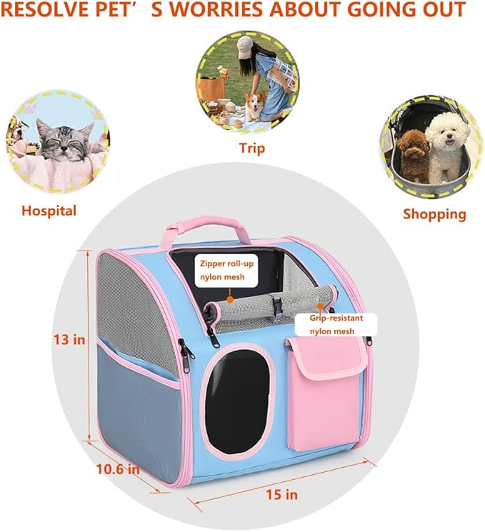 Cat Dog Carrier Backpacks,Pet Backpack Carrier, Bubble Backpack Pet Carriers with Breathable Mesh for Cats Small Dogs Puppies Animals for Travel, Hiking, Camping or Outdoor Use (Pink)