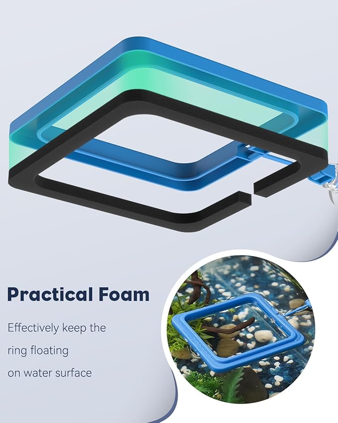 Pawfly Fish Feeding Ring for Fish Tank Aquarium Feeding Ring with Suction Cup Square Floating Food Feeder Small Feeder Circle for Betta Goldfish Guppy & Turtle