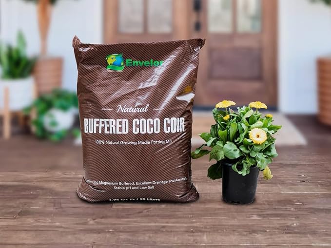 Potting Soil Mix 50 Liter Bag Envelor Indoor Plants Soil for Outdoor Plants 1.75 Cubic Feet Potting Mix Hydrated Coco Coir for Plants Buffered Ready to Use Natural Plant Top Soil