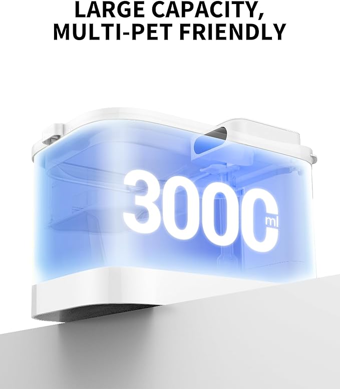 PETKIT EVERSWEET MAX Cordless Cat Water Fountain with Motion Sensor, 101 oz/3L Pet Fountain for Cats Dogs Inside, Automatic Cat Water Dispenser Battery Operated (White-Cordless, 3L)