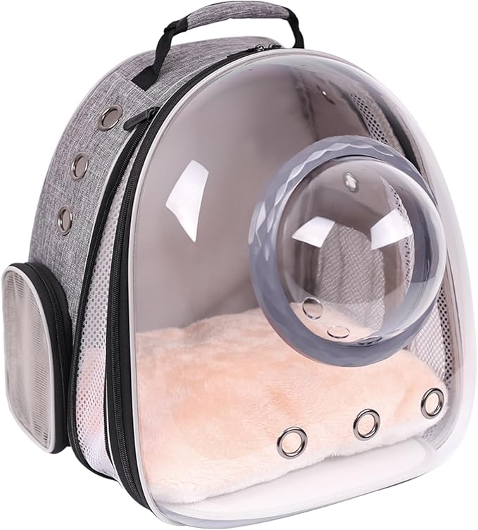 Front Extension Cat Backpack Carrier, Pet Travel Backpack for Kitten and Small Dogs, Clear Bubble Window Space Capsule Astronaut Liked Portable Vet Visit Book Bag Airline Approved