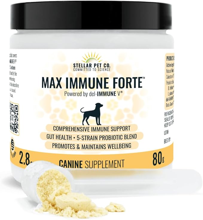 Stellar Biotics for Pets - Max Immune Forte™ for Dogs (Powered by del-Immune V) - Provides Comprehensive Immune Support | Improves Digestion | Promotes and Maintains Dog's Well-Being