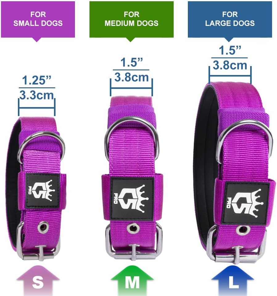 TSPRO Tactical Dog Collar 1.5 Inch Wide Thick Dog Collars with Heavy Duty Metal Buckle, Durable, Strong, Adjustable for Medium to Large Dogs (Blue L)
