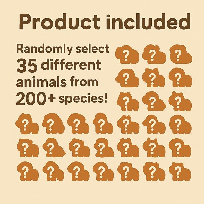 35 PCS Mystery Animal Figurines, Randomly Selected from Over 200 Unique 3D Printed Animal Figurines, Fidget Desk Toys, Cute Small Gifts for Kids, Party Favors, Office Desk Pet, Treasure Box Rewards