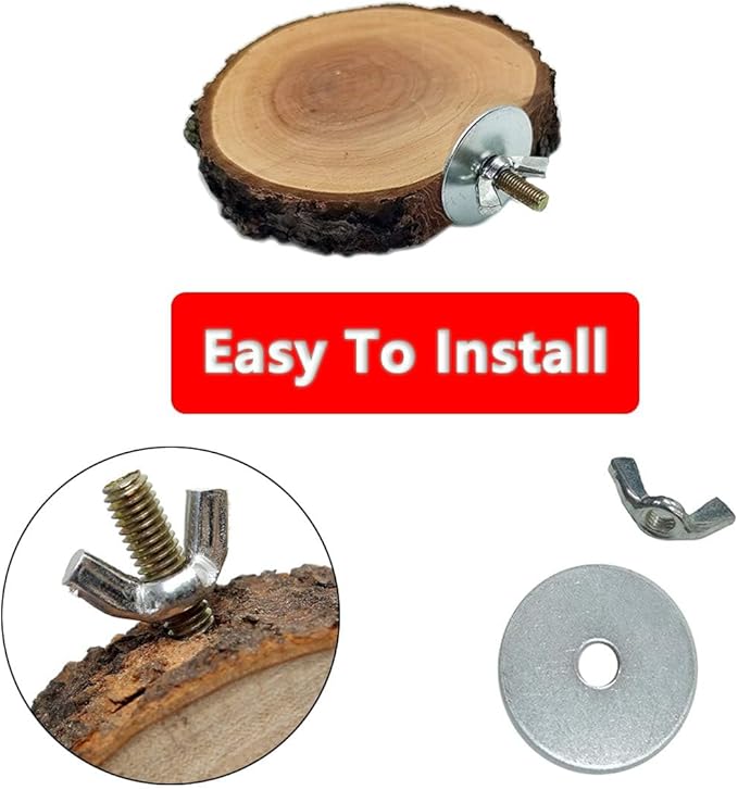 Hamiledyi Perch Platform for Bird Cage,Natural Round Wooden Stand Platform Bird Toy for Canary Parakeet Cockatiel Parrot Budgie Sparrow(3 Pcs)