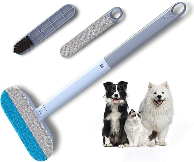 Multifunctional Pet Hair Remover/Window Screen Cleaner for Laundry Reusable Washable Lint Brush for Furniture Hair Complete 4 in 1 14.9Inch Cat Hair Remover Effective on Carpets Car Seats Bedding