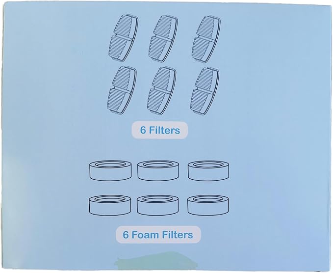 Dog Water Fountain Filter: 12 Pet Water Fountain Filters - Including 6 Pieces of Filters + 6 Pieces Sponges - Suitable for FOFNON Wired Dog/Cat Fountain