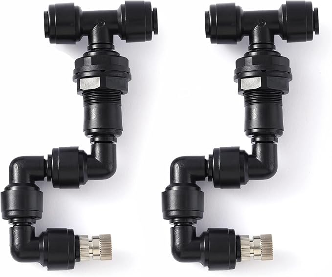 Reptile Misting Spray Nozzle for Rainforest Tank Pet Cooling Adjustable Reptile Nozzle Fogger Mist Sprinkler for Full Water Coverage, Replacement Micro Spray Nozzles, 2PCS