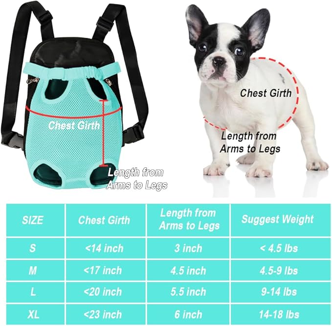 FEimaX Dog Carrier Backpack Pet Legs Out Front Cat Travel Bag, Adjustable Puppy Backpacks Carriers Hands-Free for Small Medium Dogs Cats Hiking Traveling Camping Daily Walking
