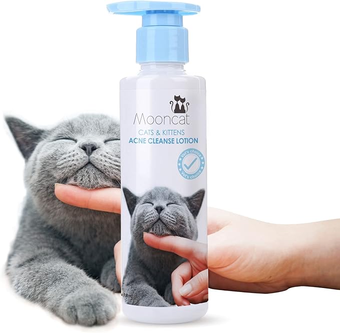 Mooncat Cat Acne Chin Treatment Oil & Cleaner - Feline Chin Acne Care for Blackheads, Kitty Acne, Cat Chin Acne Cleaner, Fast Acting, No-Rinse Ease (Wipe Off), Safe Lickable - 5 fl oz (150ml)