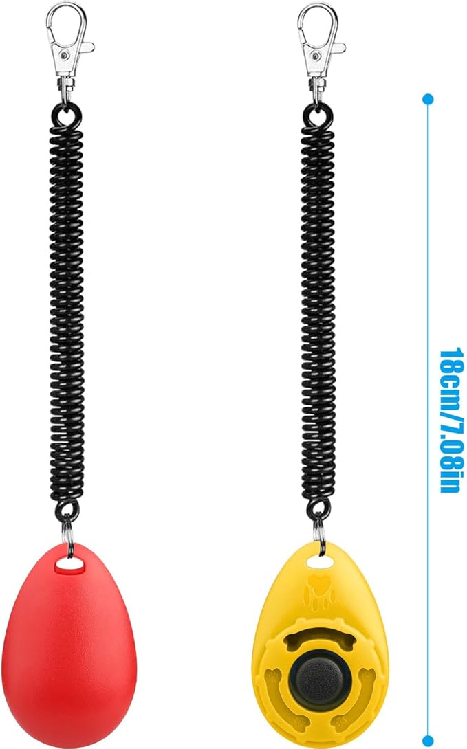 Diyife Dog Clicker for Training, 2 Pack Dog Training Clicker, Clicker Dog Training with Wrist Strap, Pet Training Clicker, Perfect for Dog Cat Puppies Behavioral Training (Red and Yellow)
