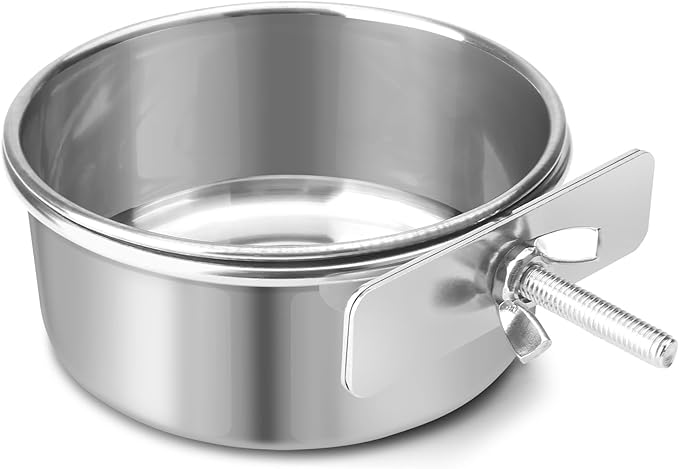 Dog Bowl Stainless Steel Pet Hanging Food Water Bowl Cage Feeding Cup Feeder for Dogs Cats Rabbits Birds Small Animal (Small)