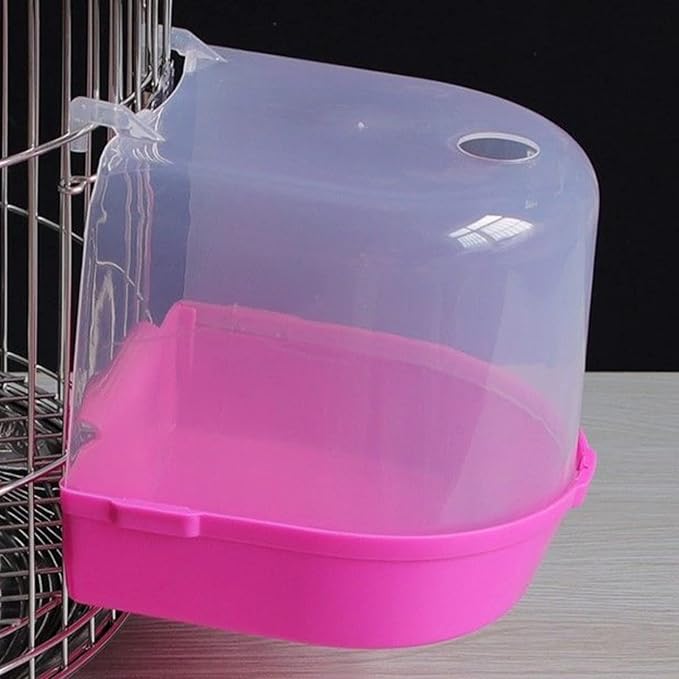 Bird Bath Cage, Cleaning Pet Supplies Bird Bathtub with Hanging Hooks Come with Free Water Injector for Parrots Spacious Parakeets Portable Shower for Most Birdcage Random Color (S for Square cage)