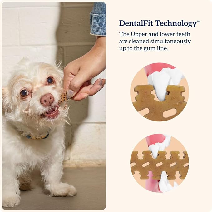 Groovies Flexible Dog Dental Chews with Patented DentalFit Technology to Help Support Tartar Control & Fresh Breath, X-Large Dog Chews for 50-100 lb Dogs, USA Manufactured Oral Care, 8 Chews