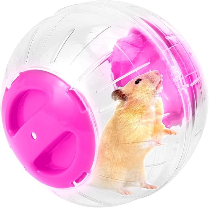 Hamster Exercise Ball Silent Hamster Wheel Small Animals Transparent Ball for Dwar Rat Relieves Boredom and Increases Activity (6 inch, Pink)
