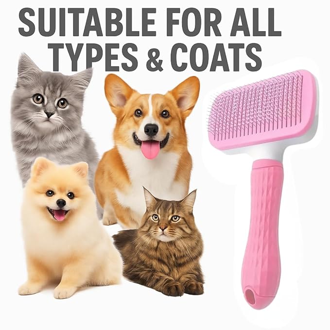 Namylya Cat Brush for Shedding & Grooming – Slicker Brush for Dogs and Cats with Long Hair – Removes Tangles, Mats & Loose Fur