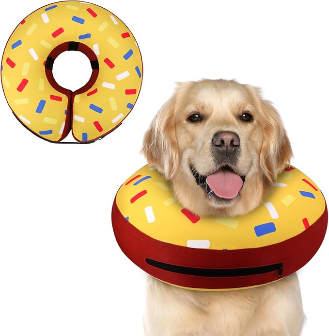 Supet Inflatable Dog Cone Collar Alternative After Surgery, Doggie Neck Donut Collar Recovery E Collar, Soft Dog Cone for Small Medium Large Dogs
